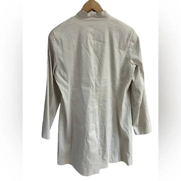 EILEEN FISHER Cream Open-Front Longline Coat Jacket Sz 10 Minimalist Italian - Picture 4 of 11